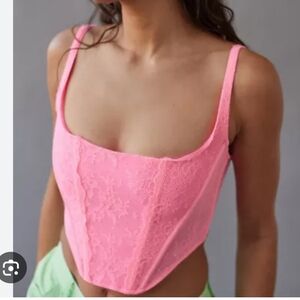 Urban Outfitters Neon Pink Corset Top NWT Sold out Size L